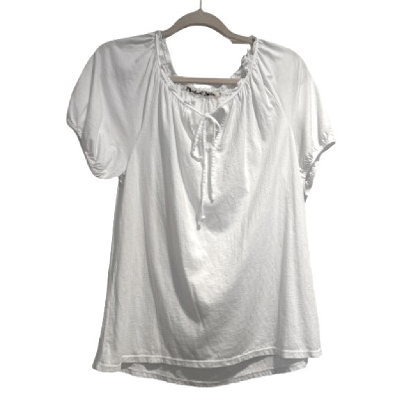 Michael Stars Tops - Michael Stars Short Sleeve Tie Front Top in White, Size S